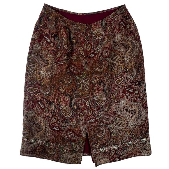 Y2K Vintage Paisley Pencil Skirt 4 | Whimsigoth Earthy Boho Academic USA Made - Picture 4 of 15